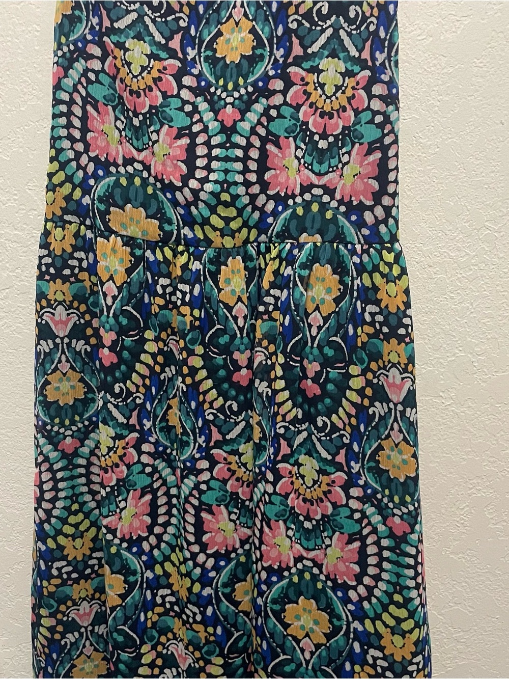 Boho Festival Resort Cottagecore One Shoulder Maxi Dress XL Tall Floral Paisley - Picture 4 of 6